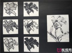 七种花卉装饰图案，图案素材