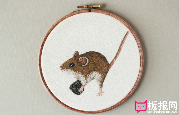 创意纯手工刺绣图案大全，栩栩如生的小动物刺绣图案