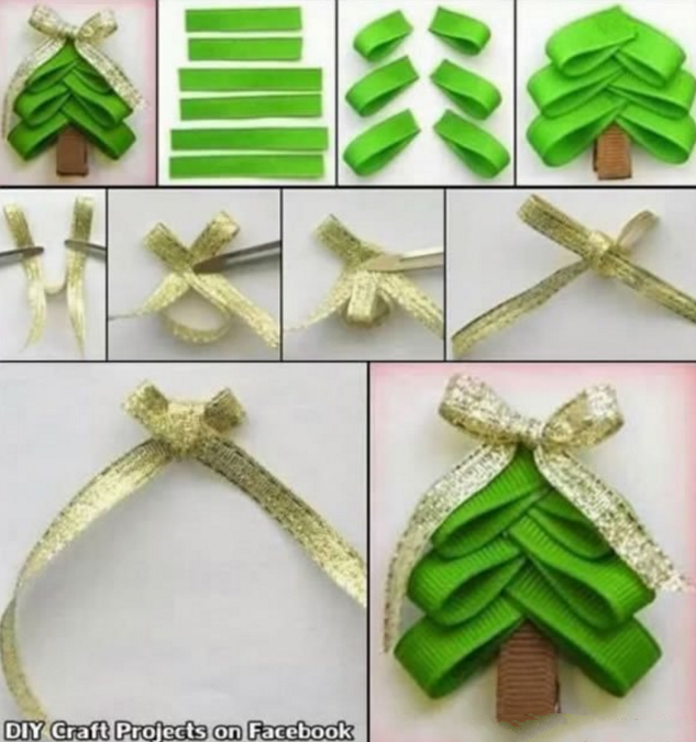 超简单的缎带圣诞树DIY