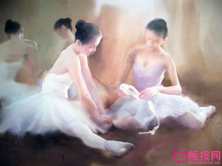 柳毅人物水彩画作品欣赏，梦中的芭蕾