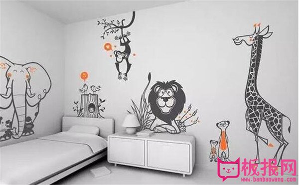 客厅动物手绘墙，动物爱好者的首选