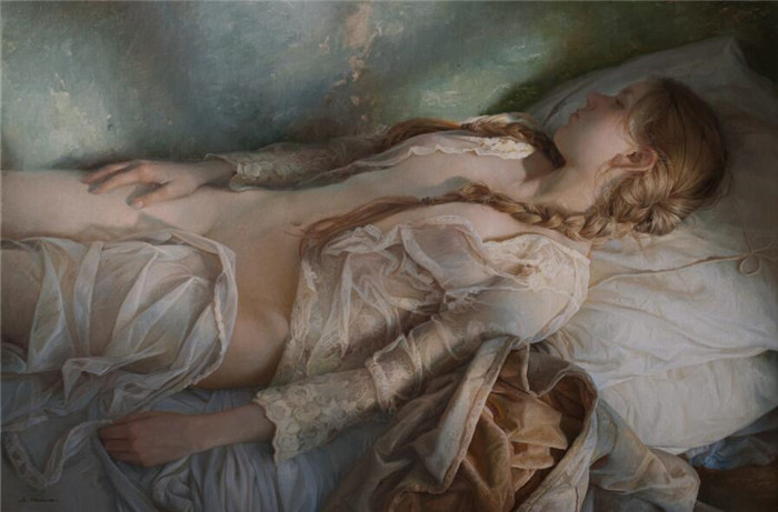 俄罗斯人物油画图片，各种睡姿的女人