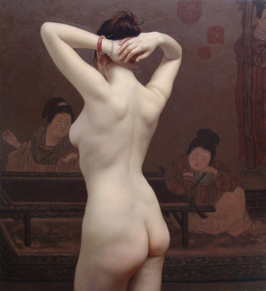 油画中的优美女人体，背面裸女人体油画欣赏
