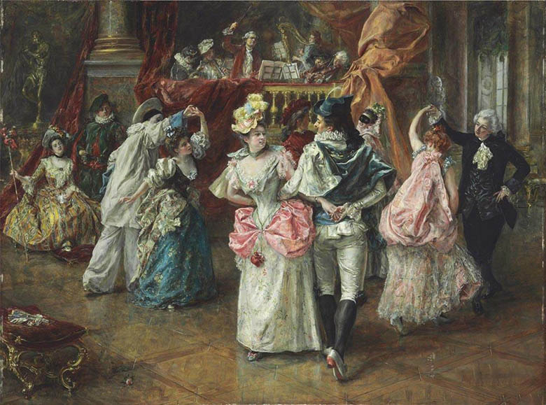 油画人物图片，聚会跳舞的贵族人物