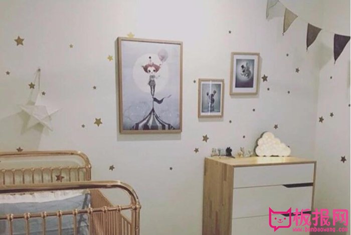儿童房背景墙贴画，北欧风星星DIY自粘墙贴纸