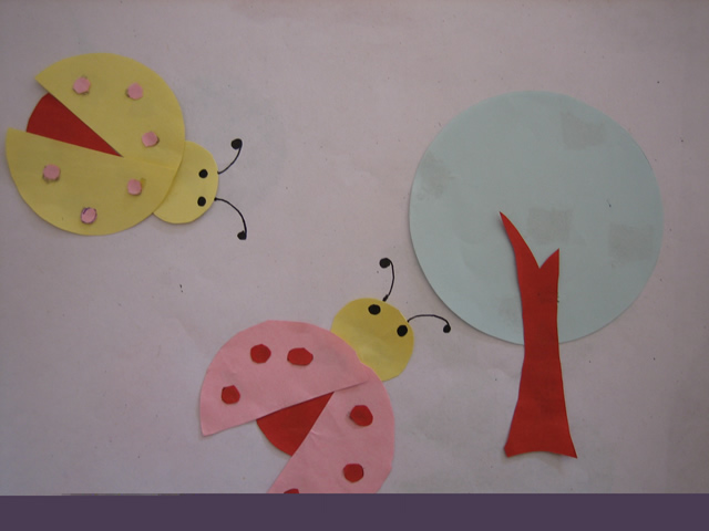 超简单儿童剪贴画，彩色的七星瓢虫