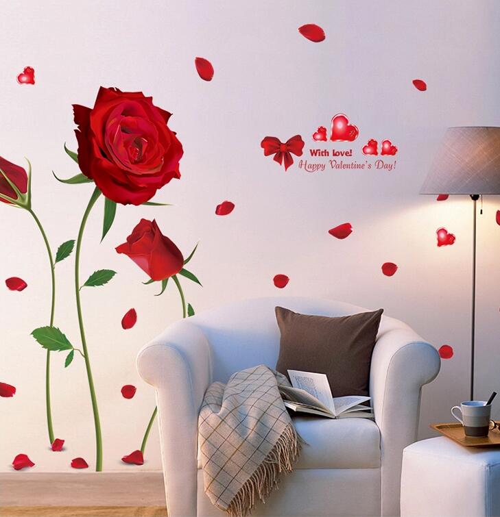 漂亮的卧室墙贴画，爱情之花