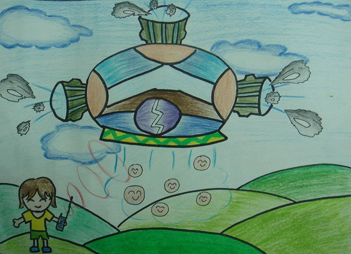 儿童科幻画作品，空气净化器