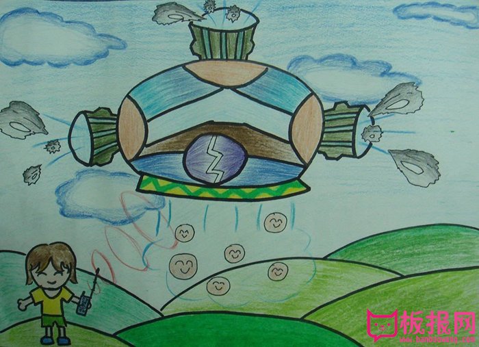 儿童科幻画作品，空气净化器