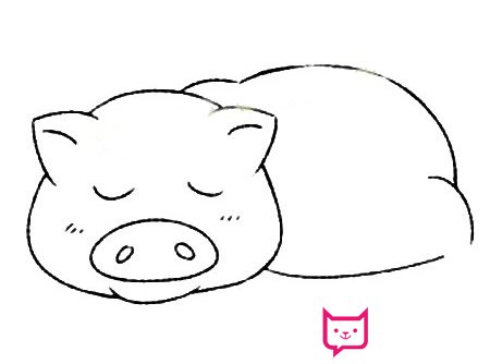 可爱的动物简笔画教程，睡懒觉的小猪简笔画