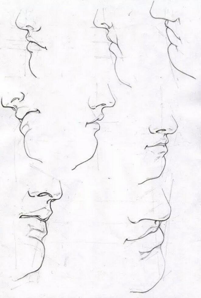 人体结构素描参考图，嘴巴素描