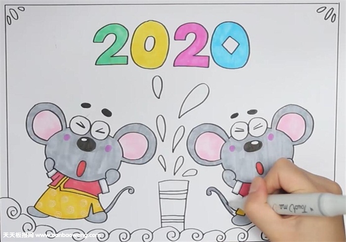 2020鼠年春节手抄报怎么画图片
