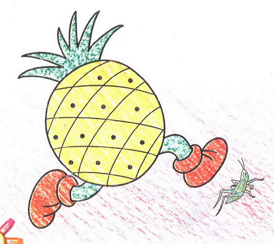 [简笔画]水果简笔画图片之菠萝怎么画