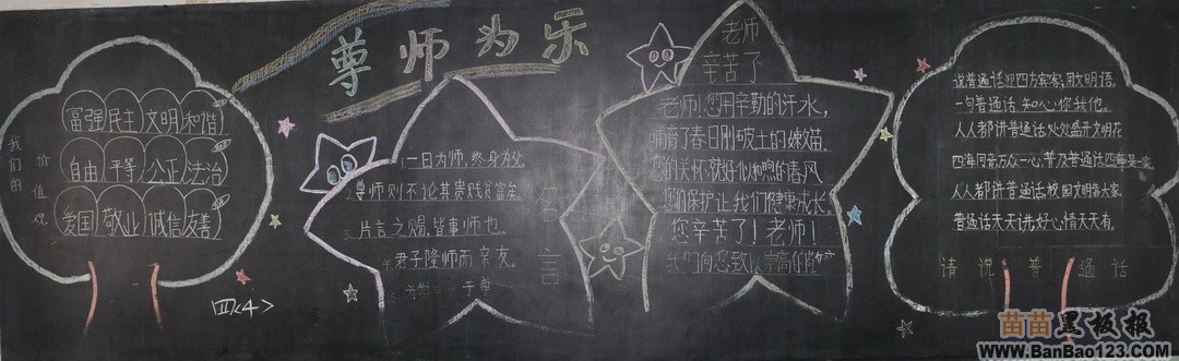 小学生尊师为乐黑板报版面设计
