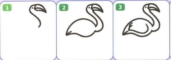 红鹤（火烈鸟）卡通简笔