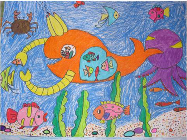儿童水下水彩画
