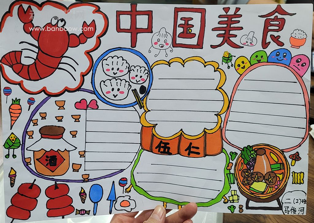 中国饮食文化手绘图片