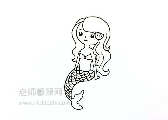 QQ红包美人鱼简笔画图片 美人鱼怎么画的