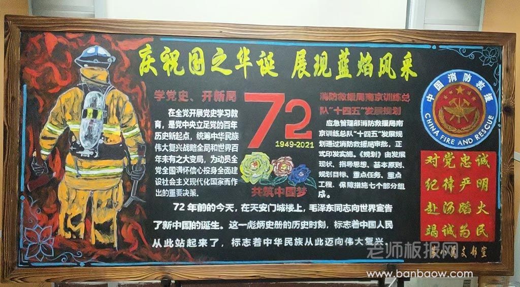 庆祝中国生日 展示蓝色火焰风格的黑板图片